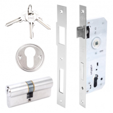 Kale 152R 45mm Standart Daire Kilidi Rozet Delikli - NİKEL-(68mm Silindirli)