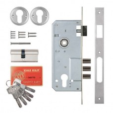 Kale Bilyalı Daire Kilidi Rozet Delikli 3 Milli (2000) - NİKEL (68mm Silindirli)